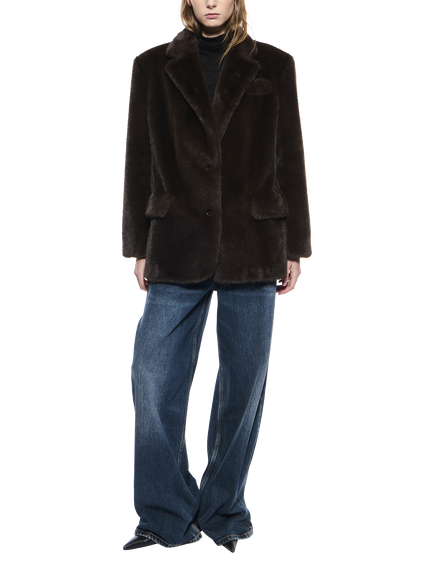 STAND STUDIO Emmie Faux Fur Blazer, Brown, Brown