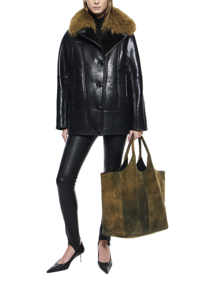 STAND STUDIO Kiti Faux Leather Coat, Black, Black