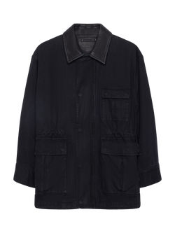 STAND STUDIO Minja Oversized Cotton Canvas Jacket, Black, Black