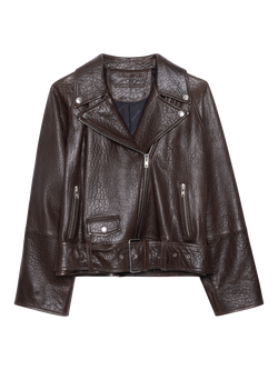 STAND STUDIO Romy Oversized Leather Jacket, Dark Brown, Dark Brown