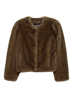 STAND STUDIO Sadie Cropped Faux Fur Jacket, Brown, Brown