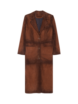 STAND STUDIO Santara Suede Overcoat, Chesnut Brown