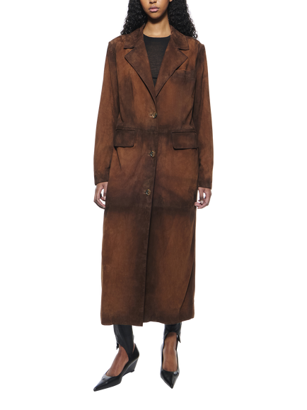 STAND STUDIO Santara Suede Overcoat, Chesnut Brown