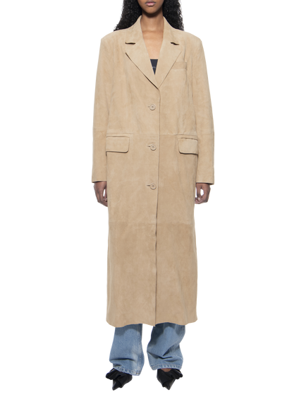 STAND STUDIO Santara Suede Overcoat, Sand