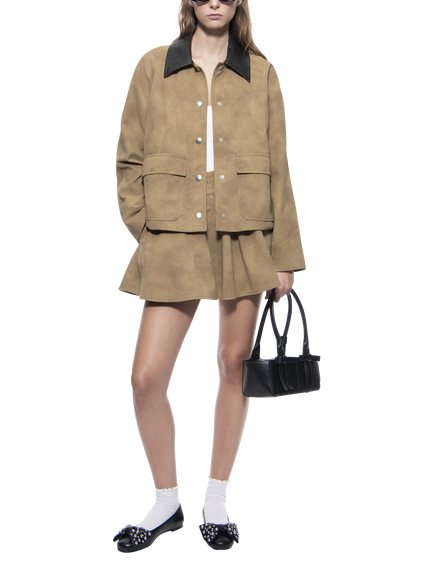 STAND STUDIO Wilhelmina Faux Leather Jacket, Sand, Sand