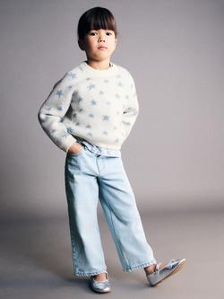 Mango Kids' Wide Leg Denim Jeans, Light Blue, Light Blue
