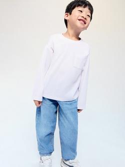 Mango Kids' Mid Rise Elasticated Denim Jeans, Blue, Blue