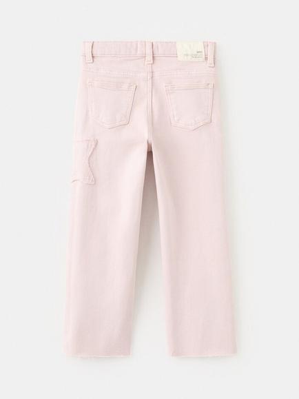 Mango Kids' Star Applique Denim Jeans, Pink - view 2, Pink