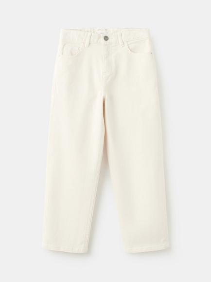 Mango Kids' Straight Mid Rise Denim Jeans, Beige, Beige
