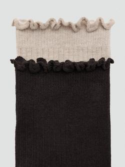 Mango Ribbed Ruffle Socks, Pack of 2, Chocolate - view 2, Chocolate