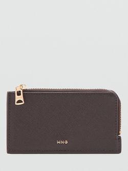 Mango Textured Zip Up Card Holder, Chocolate, Chocolate