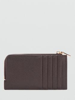 Mango Textured Zip Up Card Holder, Chocolate - view 2, Chocolate
