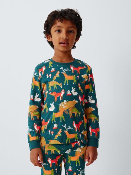 John Lewis Kids' Woodland Stripe Pyjamas, Pack of 2, Multi - view 2, Multi