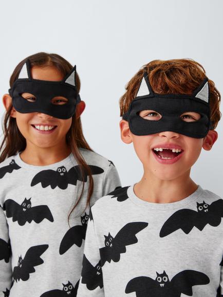John Lewis Kids' Bat Glow in the Dark Pyjamas, Grey, Grey