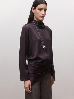 Mango Square Satin Scarf, Mulberry, Mulberry