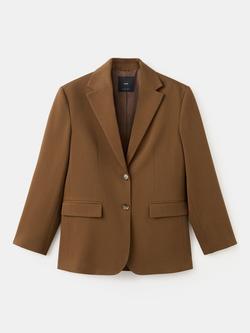 Mango Flap Pockets Single Breasted Blazer, Caramel, Caramel