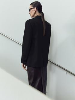 Mango Flap Pockets Longline Blazer, Black - view 2, Black