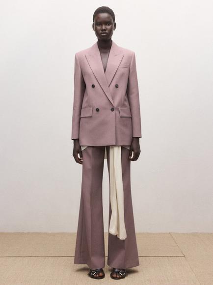 Mango Double Breasted Wool Blend Jacket, Pink, Pink
