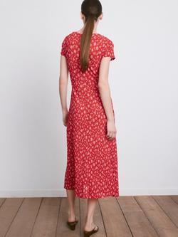 Mango Twist Front Floral Midi Dress, Red - view 2, Red