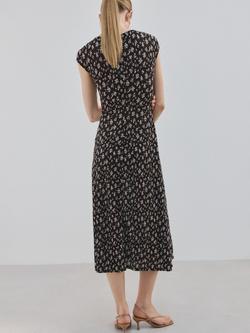 Mango Textured Floral Midi Dress, Brown - view 2, Brown