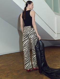 Mango High Rise Zebra Print Wide Leg Jeans, Off White/Multi - view 2, Off White/Multi