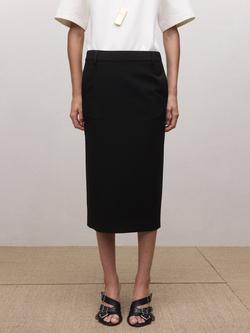 Mango Slit Detail Pencil Midi Skirt, Black, Black