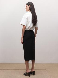 Mango Slit Detail Pencil Midi Skirt, Black - view 2, Black