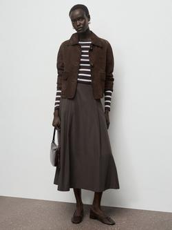 Mango High Rise A-Line Midi Skirt, Chocolate, Chocolate