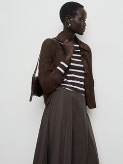 Mango High Rise A-Line Midi Skirt, Chocolate - view 2, Chocolate