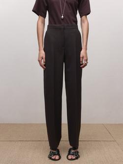 Mango Mid Rise Wool Blend Trousers, Damson, Damson