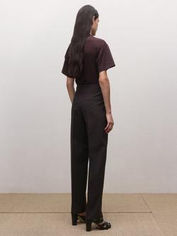 Mango Mid Rise Wool Blend Trousers, Damson - view 2, Damson