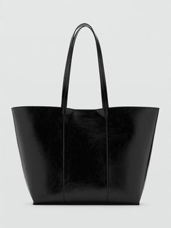 Mango Large Shopper Tote Bag, Black, Black