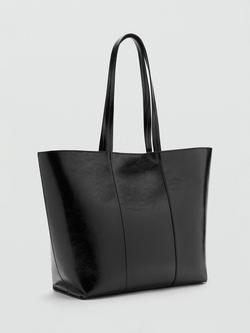 Mango Large Shopper Tote Bag, Black - view 2, Black