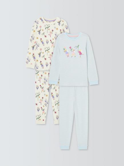 John Lewis Kids' Fairy & Stripe Pyjamas, Blue, Blue
