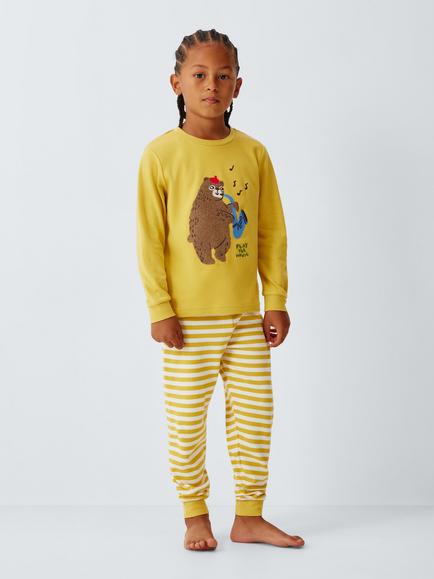 John Lewis Kids' Bear & Stripe Pyjamas, Pack of 2, Multi - view 2, Multi