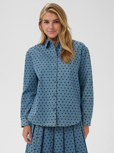 Saint Tropez Pegina Heart Print Shirt, Black/Multi, Black/Multi