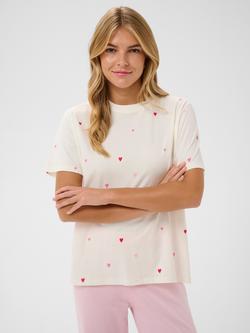 Saint Tropez Johanna Heart Print T-Shirt, Ice Pink/Multi, Ice Pink/Multi