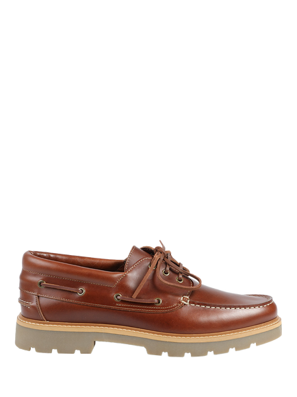 Jones Bootmaker Perivale Leather Boat Shoes, Cognac
