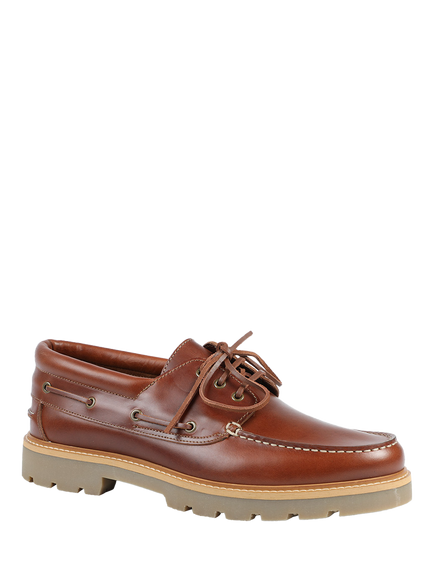 Jones Bootmaker Perivale Leather Boat Shoes - view 2, Cognac