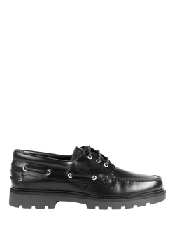 Jones Bootmaker Perivale Leather Boat Shoes, Black