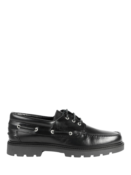 Jones Bootmaker Perivale Leather Boat Shoes, Black