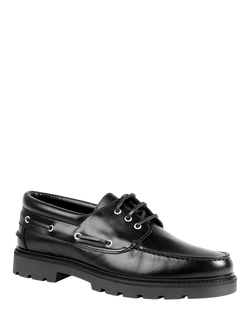 Jones Bootmaker Perivale Leather Boat Shoes - view 2, Black