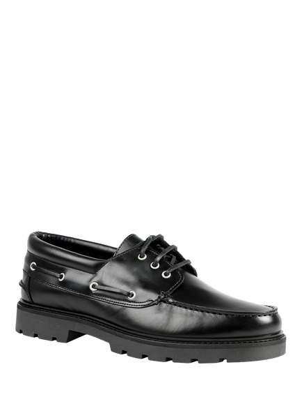 Jones Bootmaker Perivale Leather Boat Shoes - view 2, Black