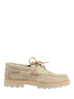 Jones Bootmaker Perivale Suede Boat Shoes, Sand Suede, Sand Suede