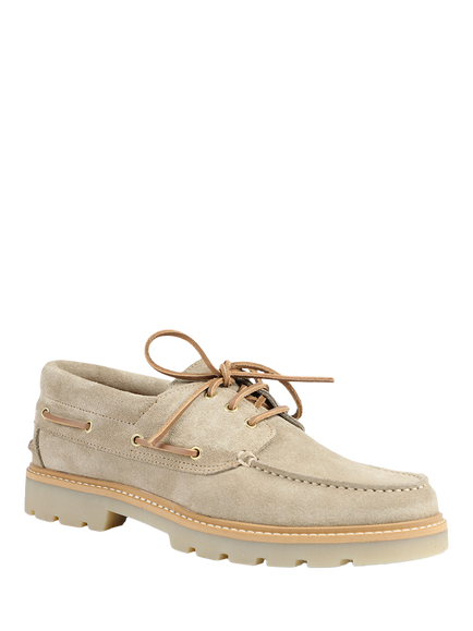 Jones Bootmaker Perivale Suede Boat Shoes, Sand Suede - view 2, Sand Suede