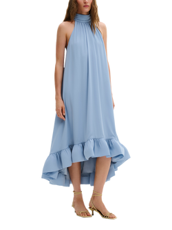 Malina Sabrina Open Back Ruffle Midi Dress, Sky
