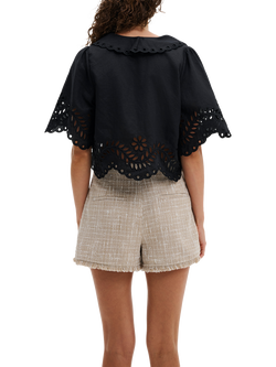 Malina Estela Broderie Anglais Blouse, Black - view 2, Black