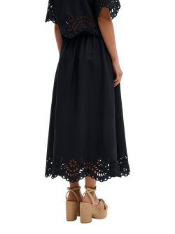 Malina Chara Broderie Anglais Maxi Skirt, Black - view 2, Black