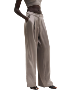 Malina Sarah Wide Leg Satin Trousers, Graphite, Graphite