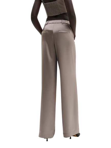 Malina Sarah Wide Leg Satin Trousers, Graphite - view 2, Graphite
